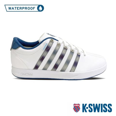 柔軟包覆 專業抗雨機能K-SWISS Court Pro WP防水運動鞋-男-白/藍