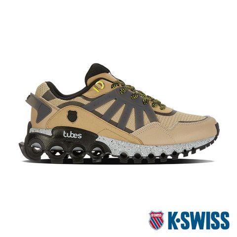 輕量透氣的網布鞋面K-SWISS Tubes Sport Trail輕量訓練鞋-男-卡其/灰/黃
