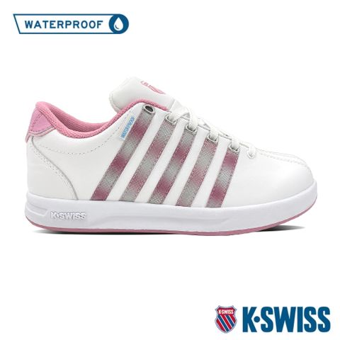 柔軟包覆 專業抗雨機能K-SWISS Court Pro WP防水運動鞋-女-白/粉紅