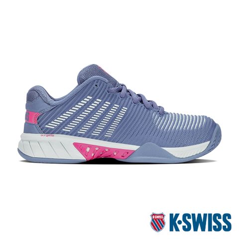 無車縫鞋面強化輕盈感K-SWISS Hypercourt Express 2透氣輕量網球鞋-女-藍/桃紅