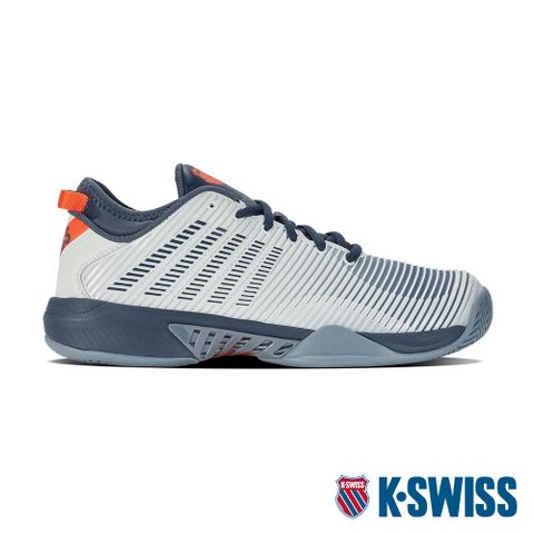 提供絕佳吸震及回彈力K-SWISS Hypercourt Supreme輕量進階網球鞋-男-灰白/藍/橘