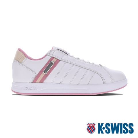 高雅貴族感 氣質滿載K-SWISS Lundahl Slip-On S CMF時尚運動鞋-女-白/粉紅