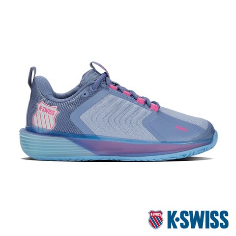 提供絕佳吸震及回彈力K-SWISS Ultrashot 3透氣輕量網球鞋-女-藍/桃紅