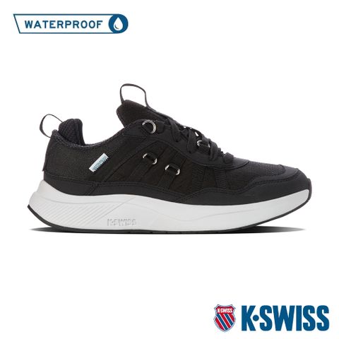使用透氣吸汗專利鞋墊K-SWISS Hydropace WP輕量防水運動鞋-男-黑/白