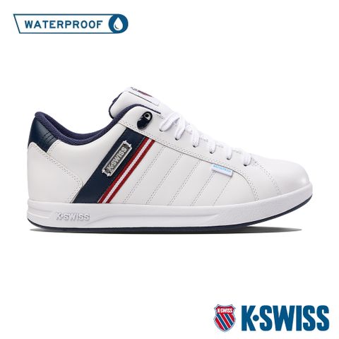 專利透氣鞋墊提升腳舒適度K-SWISS Lundahl Lth WP防水運動鞋-男-白/藍/紅
