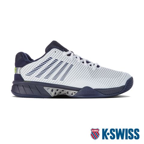 專利抗菌鞋墊保持乾爽舒適K-SWISS Hypercourt Express 2透氣輕量網球鞋-男-白/藍