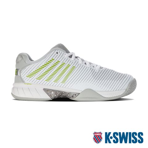 專利抗菌鞋墊保持乾爽舒適K-SWISS Hypercourt Express 2透氣輕量網球鞋-女-白/萊姆綠