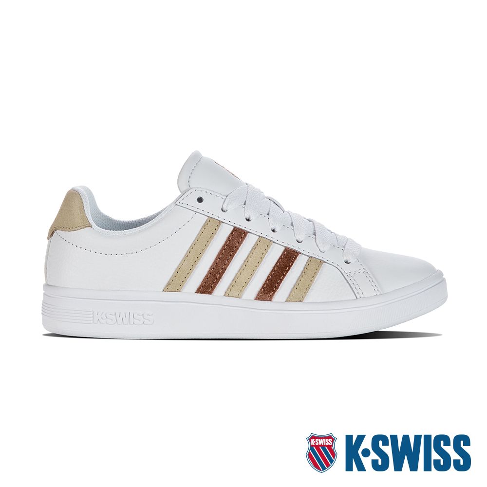 K-SWISS Court Tiebreak時尚運動鞋-女-白/磚紅/米杏