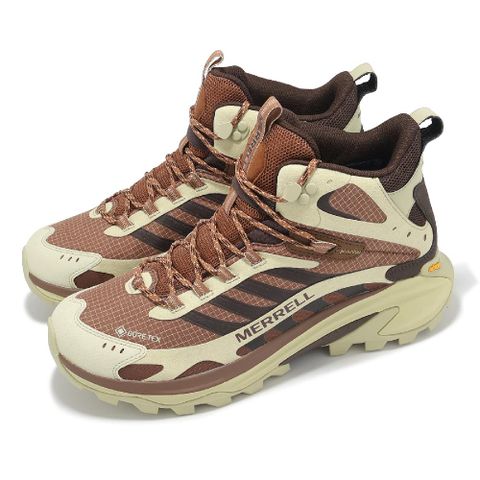 Merrell 邁樂 戶外鞋 Moab Speed 2 Mid GTX 男鞋 米白 磚紅 防水 中筒 黃金大底 登山鞋 ML037791