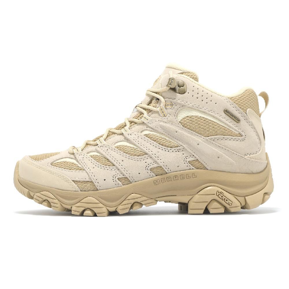 Merrell 邁樂 登山鞋 Moab 3 Mid WP 男鞋 米白 卡其 防潑水 中筒 黃金大底 山系 戶外鞋 ML038193