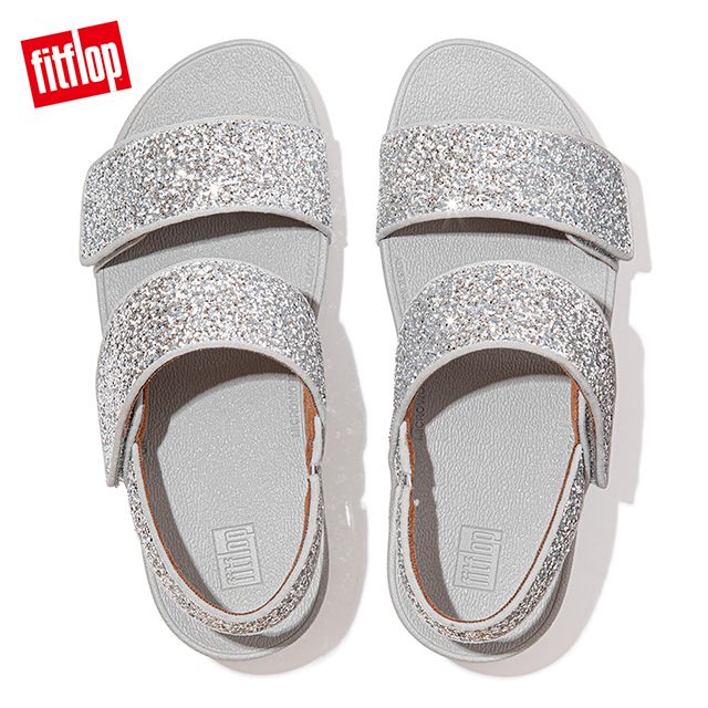 FitFlop MINA GLITTER MIX BACK-STRAP SANDALS 寬帶可調整式後帶涼鞋-女(銀色)