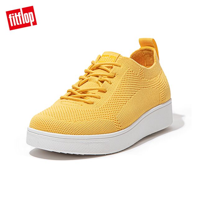 FitFlop RALLY TONAL KNIT SNEAKERS 運動風繫帶休閒鞋-女(陽光黃)