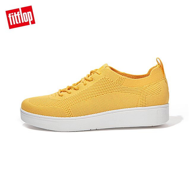 FitFlop RALLY TONAL KNIT SNEAKERS 運動風繫帶休閒鞋-女(陽光黃)