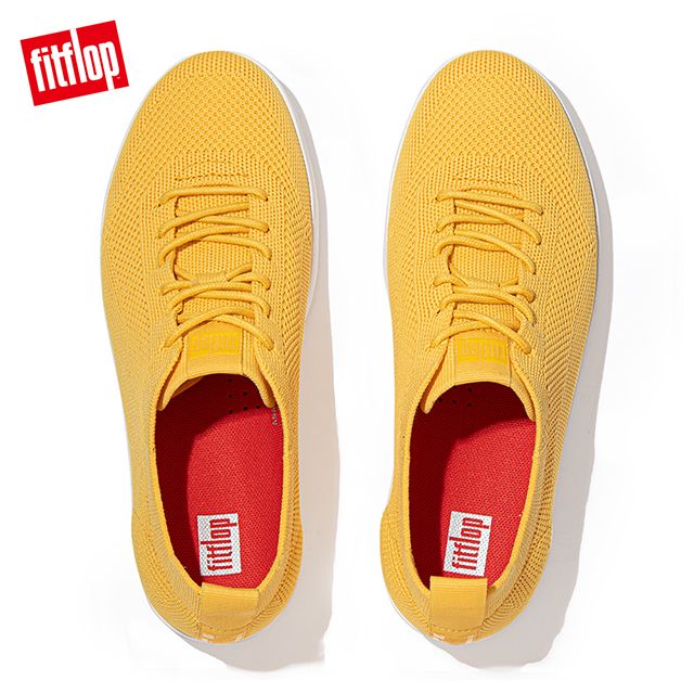 FitFlop RALLY TONAL KNIT SNEAKERS 運動風繫帶休閒鞋-女(陽光黃)