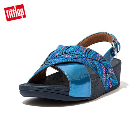 FitFlop LULU CRYSTAL FEATHER BACK-STRAP SANDALS 閃耀多色水鑽後帶涼鞋-女(海洋藍)