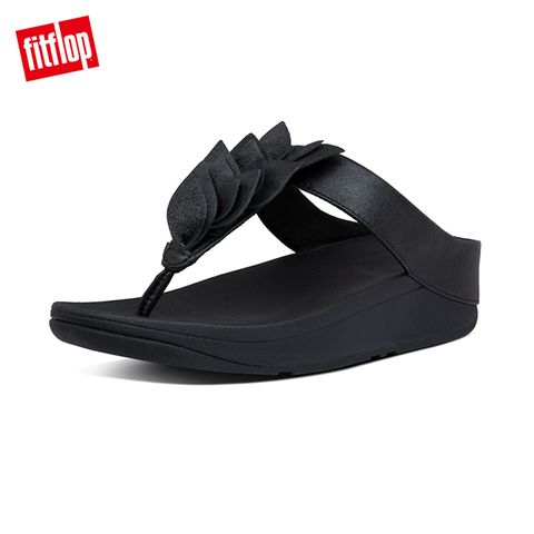 【FitFlop】FINO LEAF TOE-THONGS 葉片造型夾腳涼鞋-女(靓黑色)