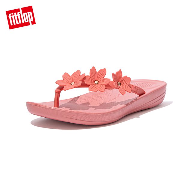 FitFlop IQUSHION PEARLISED FLOWER FLIP-FLOPS 花飾輕量人體工學戲水夾腳拖-女(柔和粉)