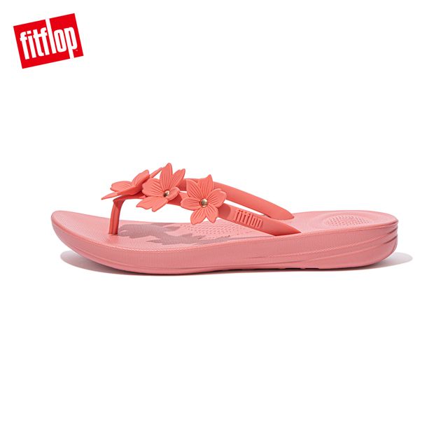 FitFlop IQUSHION PEARLISED FLOWER FLIP-FLOPS 花飾輕量人體工學戲水夾腳拖-女(柔和粉)