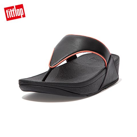 FitFlop LULU POP BINDING TOE-POST SANDALS 全皮革經典夾腳涼鞋-女(黑/柔和粉)