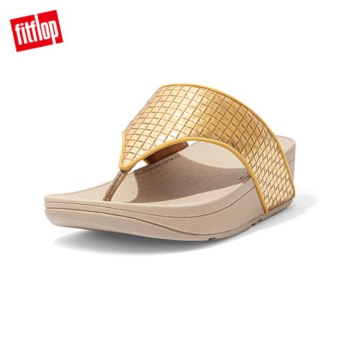 FitFlop OLIVE METALLIC RAFFIA TOE-POST SANDALS 金屬光格紋夾腳涼鞋-女(金鉑色)