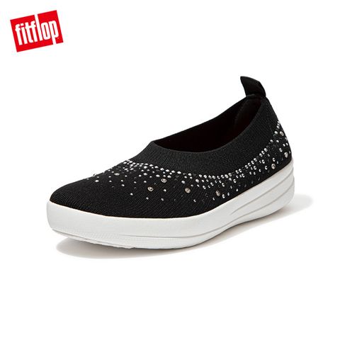 FitFlop UBERKNIT OMBRE CRYSTAL BALLERINAS 易穿脫舒適休閒娃娃鞋-女(黑色)