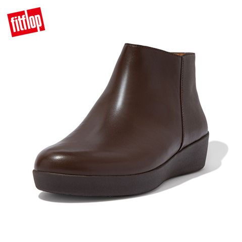 FitFlop SUMI LEATHER ANKLE BOOTS 簡約皮革短靴-女(巧克力棕)