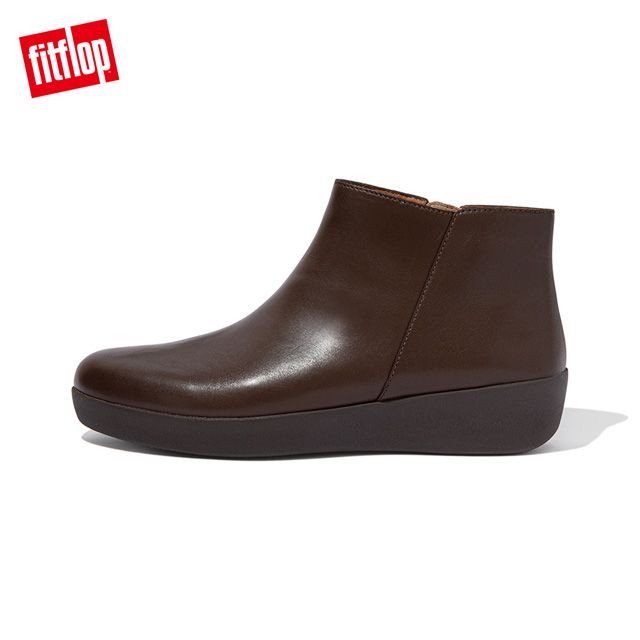 FitFlop SUMI LEATHER ANKLE BOOTS 簡約皮革短靴-女(巧克力棕)