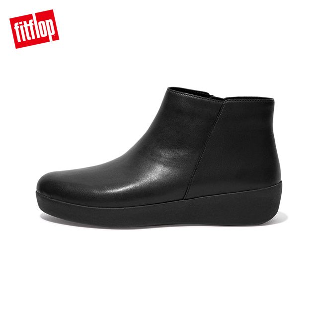 FitFlop SUMI LEATHER ANKLE BOOTS 簡約皮革短靴-女(靓黑色)