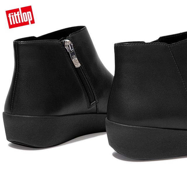 FitFlop SUMI LEATHER ANKLE BOOTS 簡約皮革短靴-女(靓黑色)