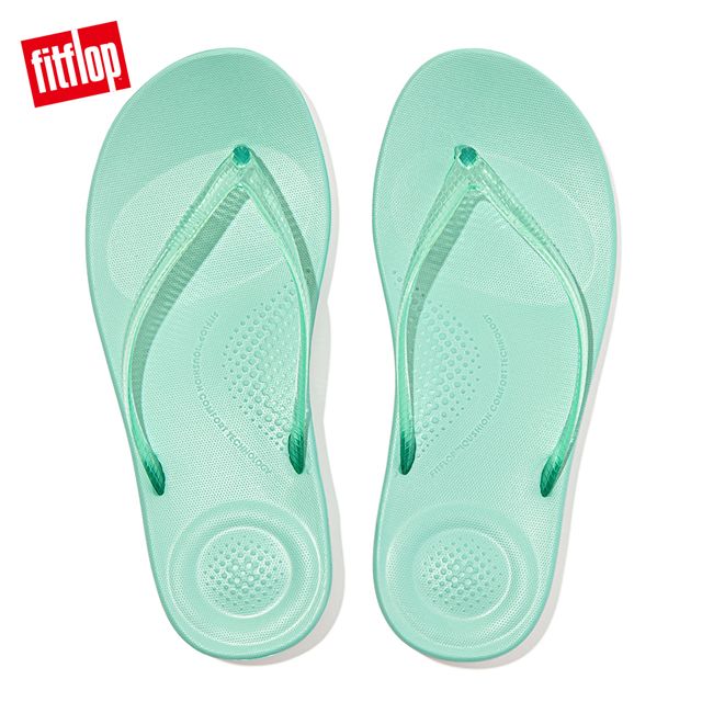 FitFlop iQUSHION TRANSPARENT FLIP-FLOPS輕量人體工學夾腳涼鞋-女(水藍綠)