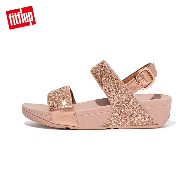 FitFlop LULU GLITTER BACK-STRAP SANDALS經典亮片後帶涼鞋-女(玫瑰金)