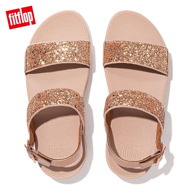 FitFlop LULU GLITTER BACK-STRAP SANDALS經典亮片後帶涼鞋-女(玫瑰金)