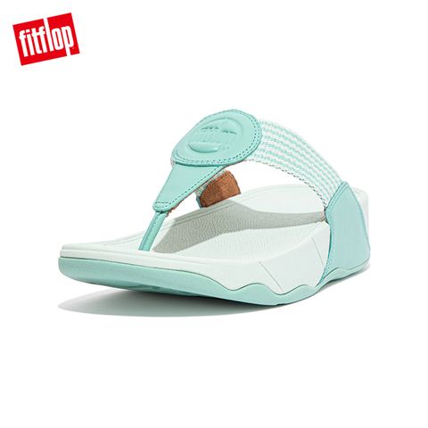 FitFlop WALKSTAR FINESTRIPE WEBBING TOE-POST SANDALS經典復刻LOGO夾腳涼鞋-女(水藍綠)