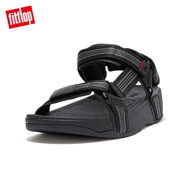 FitFlop RYKER STRIPE WEBBING BACK-STRAP SANDALS 魔鬼氈可調整式後帶涼鞋-男(靚黑色)