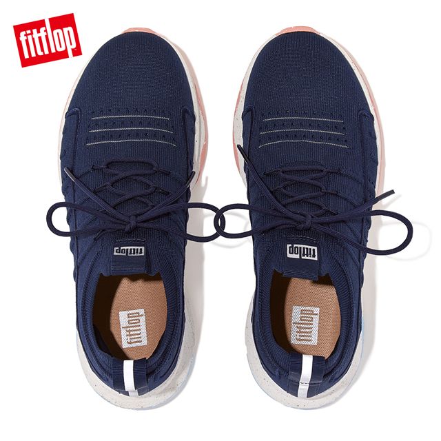 FitFlop VITAMIN FF e01 KNIT SPORTS TRAINERS 全新繫帶運動休閒鞋-女(午夜藍)