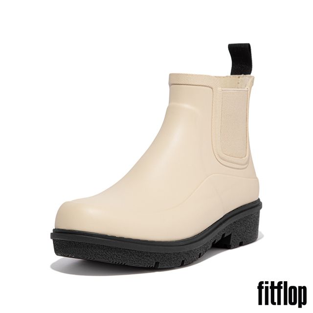  【FitFlop】WONDERWELLY CONTRAST-SOLE CHELSEA BOOTS輕量短筒雨靴-女(奶油色/黑色)