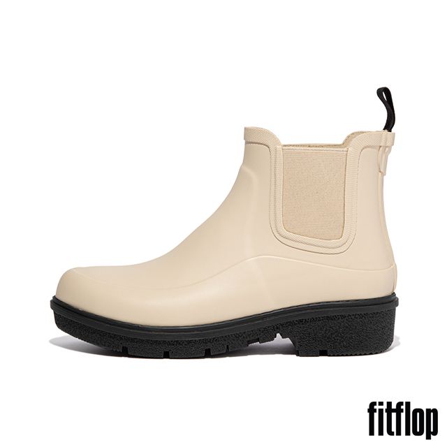  【FitFlop】WONDERWELLY CONTRAST-SOLE CHELSEA BOOTS輕量短筒雨靴-女(奶油色/黑色)