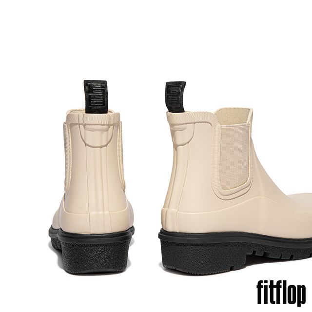  【FitFlop】WONDERWELLY CONTRAST-SOLE CHELSEA BOOTS輕量短筒雨靴-女(奶油色/黑色)