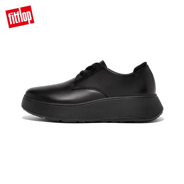 FitFlop F-MODE LEATHER FLATFORM LACE-UP DERBIES厚底綁帶牛津鞋-女(靚黑色)