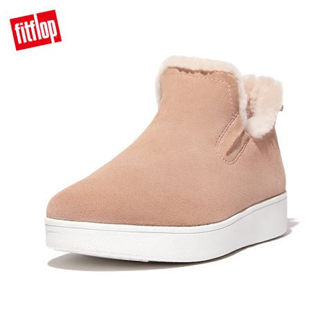 FitFlop RALLY SHEARLING-LINED SUEDE SLIP-ON SNEAKERS易穿脫時尚休閒鞋-女(米色)