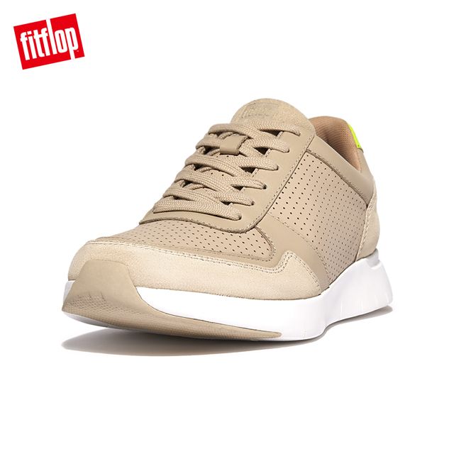 FitFlop ANATOMIFLEX MENS LEATHER-MIX SNEAKERS 運動風繫帶休閒鞋-男(白石色)