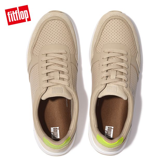 FitFlop ANATOMIFLEX MENS LEATHER-MIX SNEAKERS 運動風繫帶休閒鞋-男(白石色)