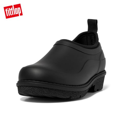 【FitFlop】WONDERCLOG NEON-POP WATERPROOF RUBBER CLOGS輕量雨鞋-女(靓黑色)