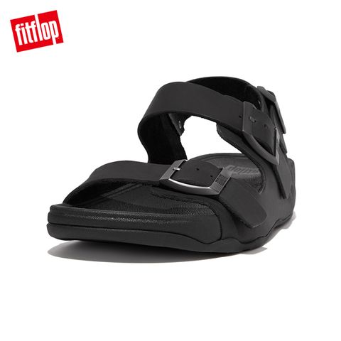 FitFlop GOGH MOC MENS BUCKLE LEATHER BACK-STRAP SANDALS 扣環裝飾皮革後帶涼鞋-男(黑色)