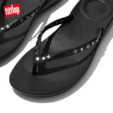 FitFlop IQUSHION STAR-STUD ERGONOMIC FLIP-FLOPS 輕量人體工學夾腳涼鞋-女(靓黑色)