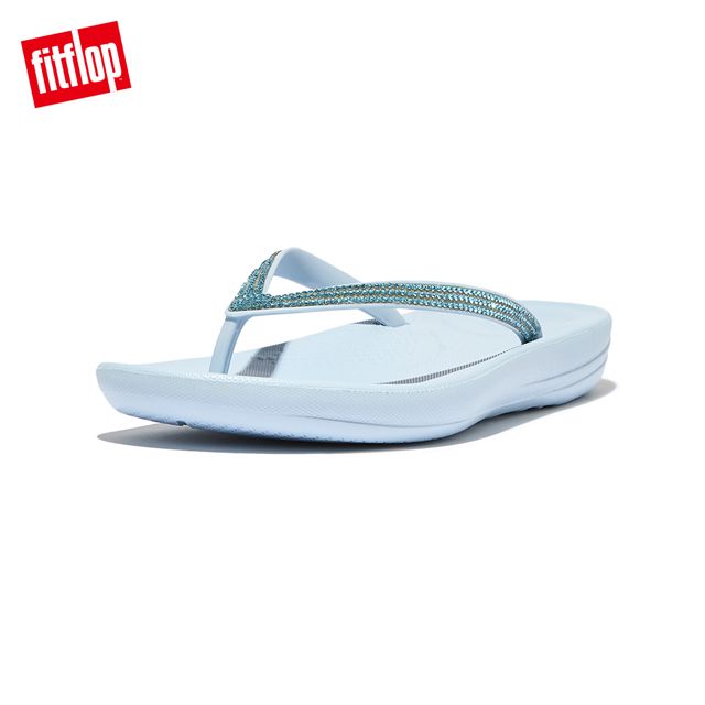 FitFlop IQUSHION SPARKLE輕量人體工學夾腳涼鞋-女(天空藍)