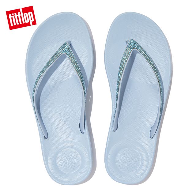 FitFlop IQUSHION SPARKLE輕量人體工學夾腳涼鞋-女(天空藍)