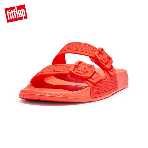 FitFlop IQUSHION TWO-BAR BUCKLE SLIDES輕量人體工學可調式雙帶涼鞋-女(霓虹橙)