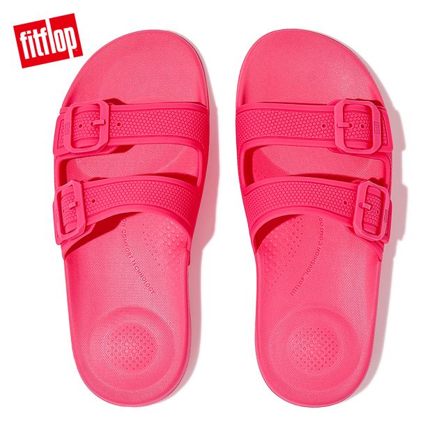 FitFlop IQUSHION TWO-BAR BUCKLE SLIDES輕量人體工學可調式雙帶涼鞋-女(粉色)