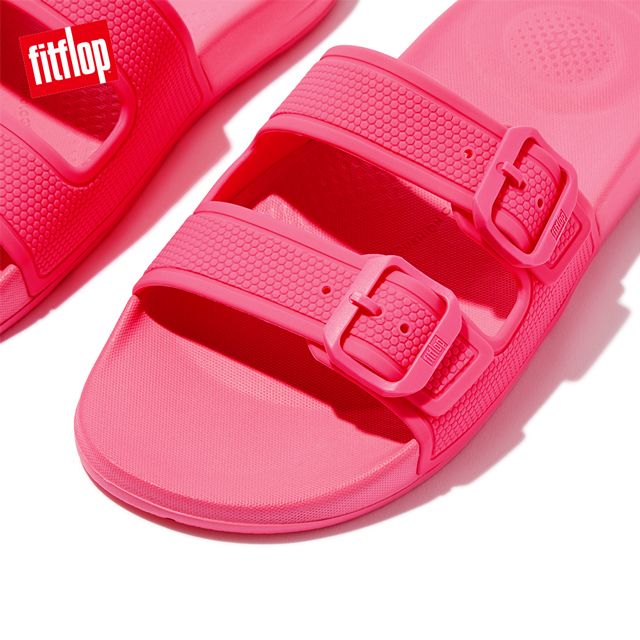 FitFlop IQUSHION TWO-BAR BUCKLE SLIDES輕量人體工學可調式雙帶涼鞋-女(粉色)